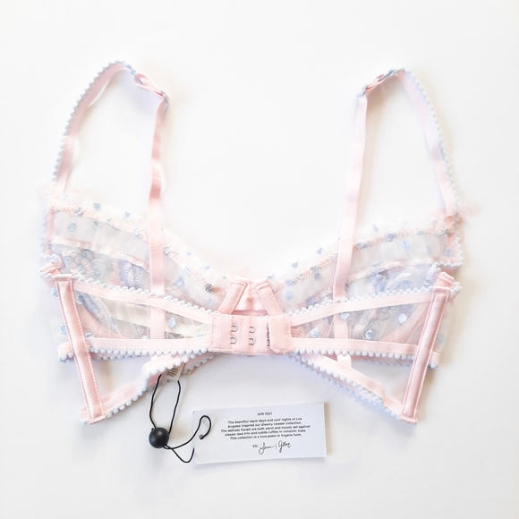 NWT For Love & Lemons Delicate Foil Rose Blue and Pink Bra XS - Picture 3 of 9